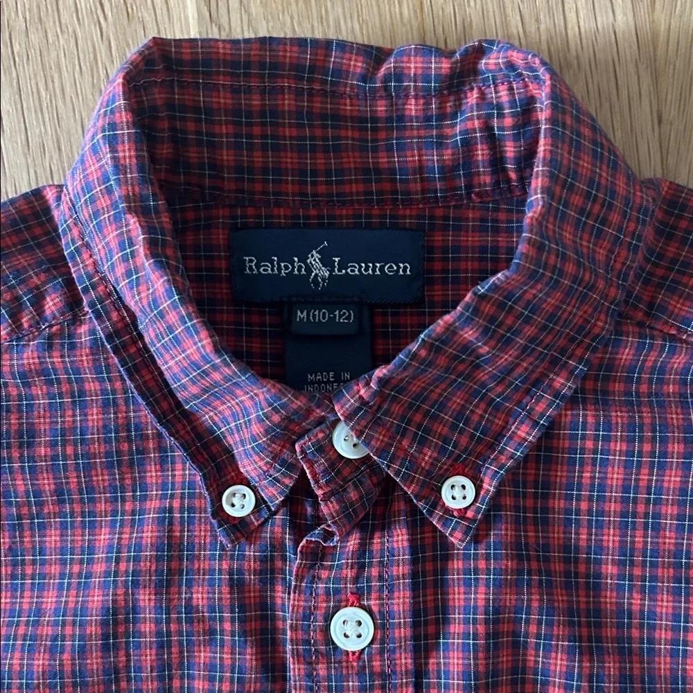 Ralph Lauren Kids Red Plaid Button Down Shirt M 10-12